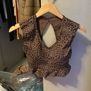 Tavi Brown(Dusk Lynx) Cheetah print V-neck Flutter Bra size XS, new with tags